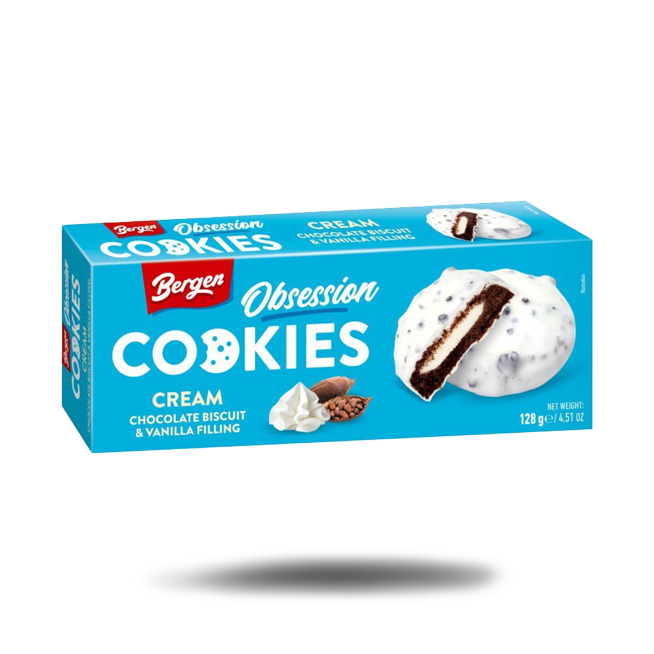 Bergen Obsession Cookies Cream Chocolate Biscuit & Vanilla Filling (128g)