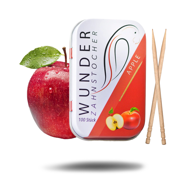Wunder-Zahnstocher - Apple – Apfel - 100 Stück - Metalldose - Zahnstocher mit Geschmack